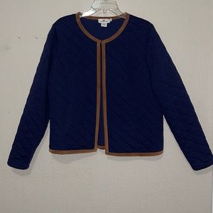 VINEYARD VINES QUILTED BLAZER STYLE LEATHER TRIM JACKET